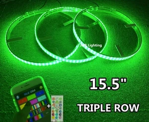 IP68 3x  15.5" Triple Row RGB Color Remote+Bluetooth Slingshots LED Wheel Lights - Picture 1 of 11