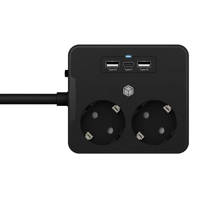 ICY BOX IB-MPS2220B-CH Doppelsteckdose USB Ladegerät 60944 B-Ware - Bild 1 von 4