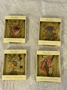 Wandtafeln Dekor hängende Fliesen exotische Blumen Cheri Blum 4er Set Neu im Karton - Bild 1 von 9