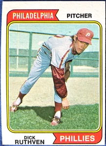 1974 Topps DICK RUTHVEN #47, Philadelphia Phillies, NM-MT, Strong Borders! - Picture 1 of 3