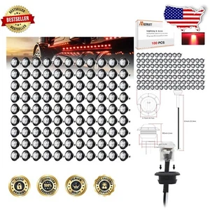 Durable 3/4 Inch LED Clearance Lights - 100 Pcs Red/ Clear for Trucks & Trailers - Picture 1 of 9