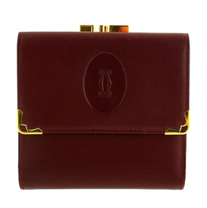 Authentische CARTIER Must Leder Leder kompakte Clutch dreifach faltbare Geldbörse Spanien - Bild 1 von 9