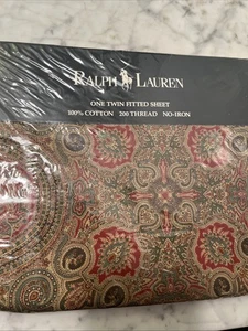RALPH LAUREN HOME Gladwyne Paisley Twin Deep FITTED SHEET NOS NWT Very Rare!! - Picture 1 of 4
