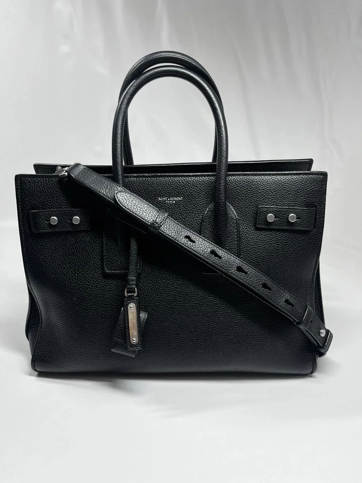 Bolso Cartera SAINT LAURENT Sac De Jour Asa Superior Cuero Guijarro Granulado Negro Foto 1 de 4