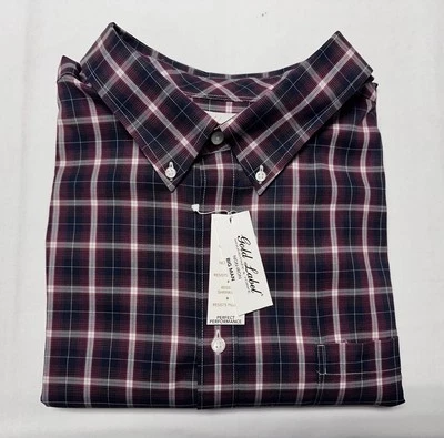 Camisa Roundtree Yorke Etiqueta Dorada para Hombres 4XT Abotonada Sin Hierro Algodón Rojo Azul Marino $89 Foto 1 de 4