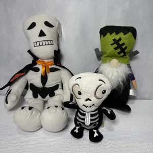 Halloween Plush Lot Of 3 Fiesta Skeleton, DanDee Mini Skeleton, Franken Gnome - Picture 1 of 11