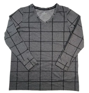 Cuddl Duds Windowpane Fleece Tunika Damen groß grau V-Ausschnitt Langarm Tasche " - Bild 1 von 7