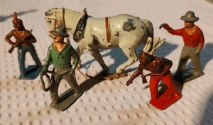 Lotto Cowboy Piombo Indiani Capo Cavallo Anni 40 Made In England Vintage da Collezione - Foto 1 di 11