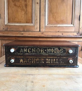 Antique Haberdashery Shop Display Drawers Anchor Mills Clark & Co Sewing Thread - Picture 1 of 11