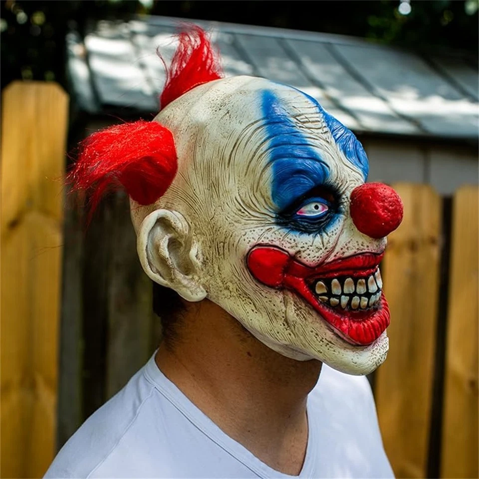Maschera Clown Horror Realistica in Lattice – Evil Joker Funny Halloween Cosplay - Immagine 1 di 4