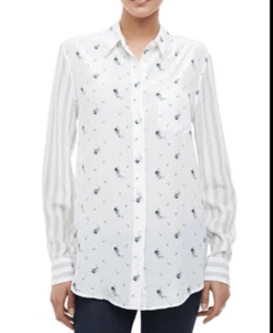 Camisa Equipment Reese Archive Provenza Floral Rayas Seda Talla Mediana - Imagen 1 de 6