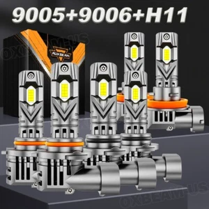 AUXBEAM 9005+9006+H11 Canbus LED Headlight High+Low Beam+Fog Bulbs Combo 6 Kits - Picture 1 of 12