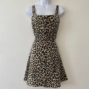 Hayden Los Angeles Mini Dress Small Leopard Cheetah Button Front Summer - Picture 1 of 6