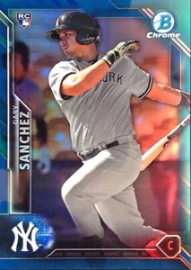 Bowman Chrome Gary Sanchez Blue Refractor Rookie #90 NY Yankees RC SP/150 2016 - Imagen 1 de 3