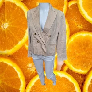 Lauren Ralph Lauren Petite Linen Blend Double Breasted Blazer Pro Jacket 4P - Picture 1 of 8