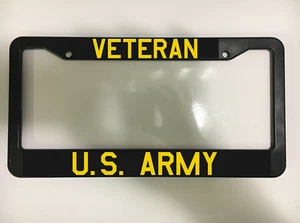 Veteran US USA ARMY MILITARY Patriotic Vet Black License Plate Frame NEW - Picture 1 of 2