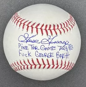 GOOSE GOSSAGE “PINE TAR GAME F*** GEORGE BRETT” SIGNED MLB BASEBALL BAS COA - Picture 1 of 2