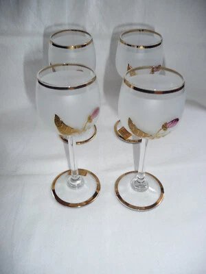 4 schöne ältere Silberberg-Crystal-Gläschen mit Blumenmotiv von Joska -Vitrine - Bild 1 von 4