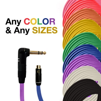 Right Angle 1/4 TRS Male to 3.5  RCA Female Unbalanced Cable Custom Length Color - Image 1 of 4