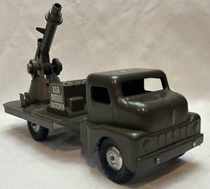 Vintage Structo Pressed Steel U.S.A. Missile Launcher, 12.5" Toy Truck 1950's