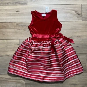 The Childrens Place Girls Sleeveless Striped Holiday Dress Size Large 10/12 Red - Picture 1 of 11