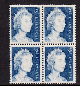 1966 5c BLUE QEII BLOCK OF 4 STAMPS WITH MAJOR OFFSET MNH - Picture 1 of 2