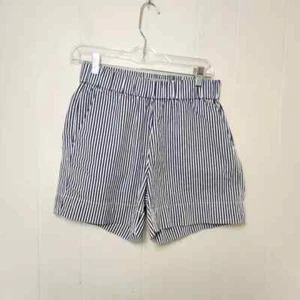 Everlane The Easy Shorts Blue Pinstripe High Waist Pull On Shorts Size 6 - Picture 1 of 16