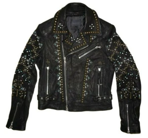 VESTE CUIR DIESEL OR NOIR LANDITO TAILLE 48 (M) 100 % AUTHENTIQUE - Photo 1 sur 8