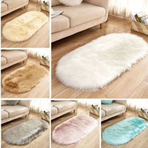 Faux Fur Sheepskin Rug Fluffy Mats Pad Room Sofa Bed Hairy Shaggy Floor Carpet - Picture 1 of 26