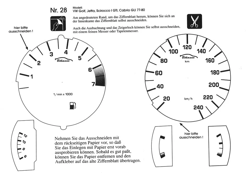 Bms racing Pellicola Tachimetro Bianco per VW Golf, Jetta, Scirocco 1 Gti , - Immagine 1 di 1