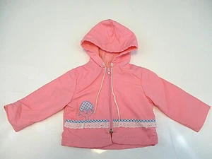 Giacca vintage WEATHER TAMER ragazza 12 mo rosa cappotto con cappuccio pulcino foderato in flanella autunno - Foto 1 di 7