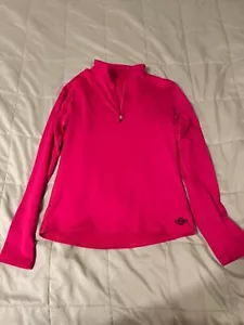 Hot Chillys Womens Small Bright Pink 1/4 Zip Long Sleeve Pullover Top Polyester/ - Picture 1 of 3