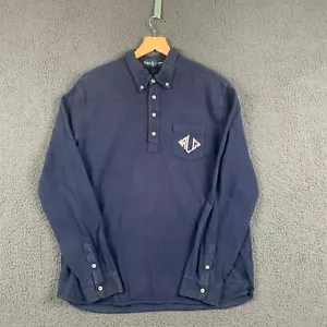 Camisa Polo Club Ralph Lauren De Colección Para Hombres XL Azul Marino Algodón Manga Larga Bolsillo Logo - Imagen 1 de 10