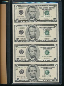 2003 WORLD RESERVE MONETARY EXCHANGE ~ UNCUT $5 BILLS NOTE SHEET - Picture 1 of 5
