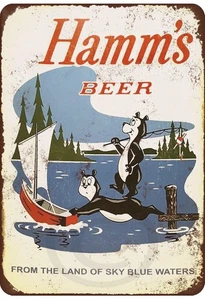 Hamms Beer Tin Sign , 11x8 Inch , Land Of Sky Blue Waters Refreshing Metal Sign - Picture 1 of 1