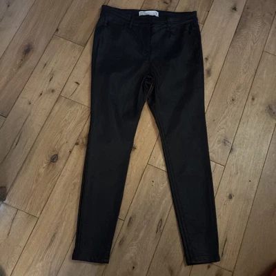 Petite Size 14 Women's Next Pleather Trousers Black Skinny Leg Faux Leather - Image 1 of 4