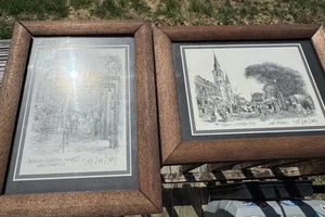 Lot of 2 Wood Framed  DON DAVEY "New Orleans "  Art Print Pencil Sketchs 1976 - Picture 1 of 11