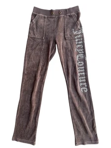 Vintage Juicy Couture Black Label Strass verzaubert braun Velours Hose hergestellt in den USA - Bild 1 von 12