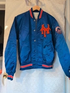 New York Mets Starter Satin Bomber Baseball Jacket Vintage Diamond Sz. Large - Picture 1 of 19