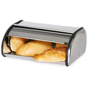 Brotkasten Brotbehälter aus Edelstahl mit Schiebedeckel aus Blech Silber - Bild 1 von 17