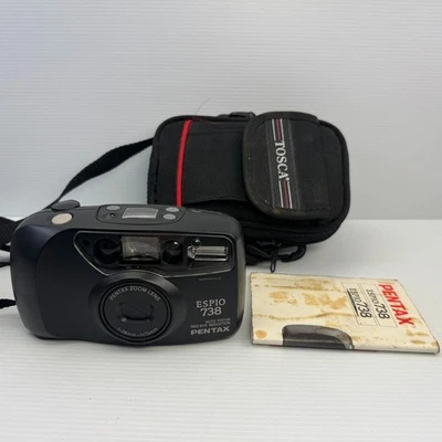 Pentax Espio 738 Compact Point & Shoot 35mm Film Camera Vintage Case and Manual - Image 1 of 4
