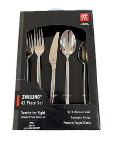 ZWILLING J.A. Henckels 45-Piece 18/10 Stainless Steel Flatware Set Service for 8 - Picture 1 of 7