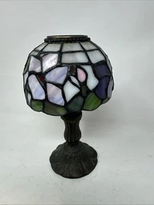 Lámpara de vela estilo Tiffany de vitral con base de metal luz de té  - Imagen 1 de 9