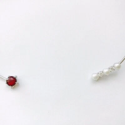 COLLAR NADRI CUELLO ABIERTO PERLA AGUA DULCE GRANATE CHAPADO EN RODIO ESTERLINA NUEVO SIN ETIQUETAS Foto 1 de 4