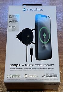NEW Black Mophie Snap+ 15W Wireless Magsafe Charging Car Vent Mount in Retail Pk