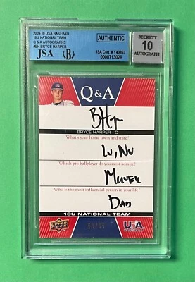 BRYCE HARPER 2009 UD EUA 18U Q&A AUTOMÁTICO 10 #BH 53/65 - Imagem 1 de 2