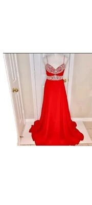Women's Formal Stunning Holiday Red Gown with Swarovski Crystal Beading   - Image 1 of 4