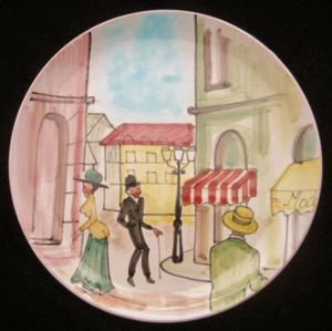 Placa de arte escénico escena callejera eduardiana con peatones Italia—P.V06308 6,75" - Imagen 1 de 6