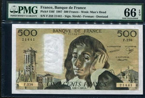 France 1987, 500 Francs, F258-21441, P156f, PMG 66 EPQ GEM UNC - Picture 1 of 2