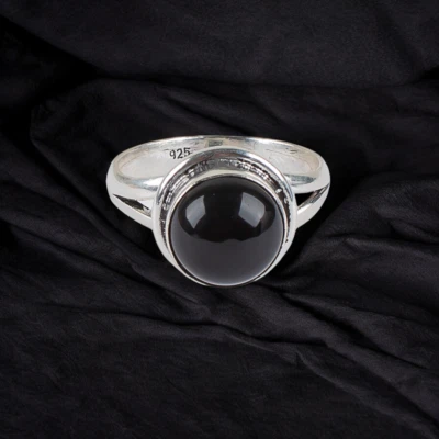 Black Tourmaline Gemstone 925 Sterling Silver Ring Handmade Jewelry Ring Gift - Image 1 of 3